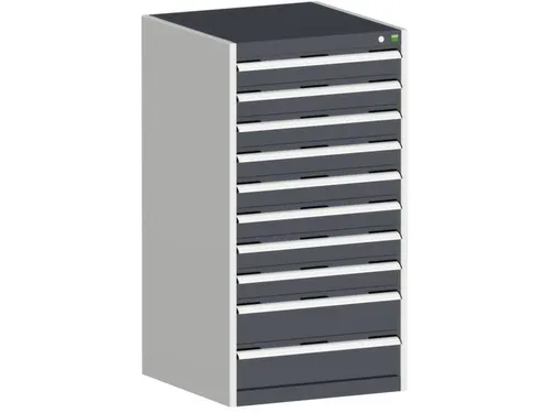 ladekast HxBxD 1200x650x650mm 10laden RAL7035 front RAL7016