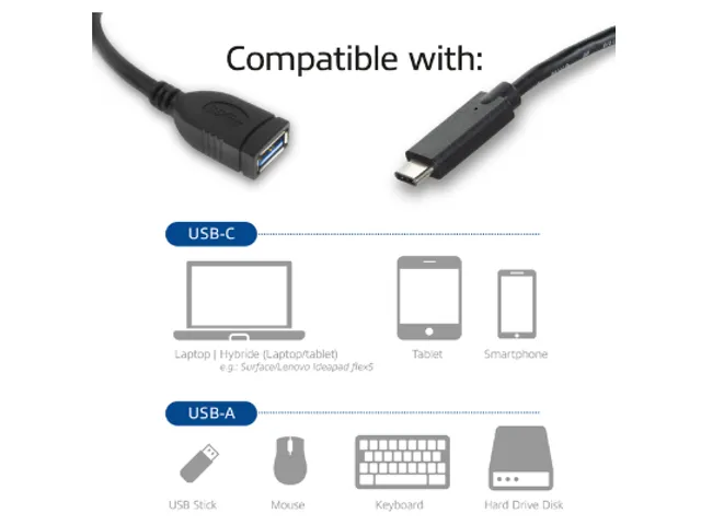 Kabel ACT USB 3.0 OTG USB-C male naar USB-A female