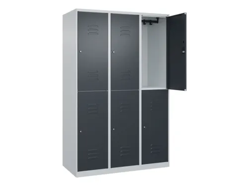 dubbeldekse locker,HxBxD 1850x1200x500mm,3x2vak.,vak B 400mm,cil.-slot