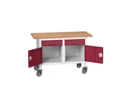 werkbank,HxBxD 830x1250x600mm,multiplexblad,uitrusting: 2laden,2kasten