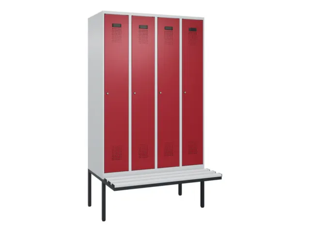 locker met bank,voor scheiding van kleding,HxBxD 2120x1200x815mm,4vak