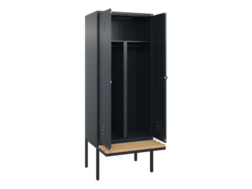 PBM-locker met bank,HxBxD 2120x800x815mm,2vak,vak B 400mm,draaigrendel