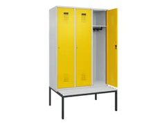locker met bank,HxBxD 2120x1200x815mm,3vak,vak B 400mm,cilinderslot