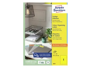 Gekleurde Etiketten Avery Zweckform 210x297mm A4 Geel 100 stuks - 2