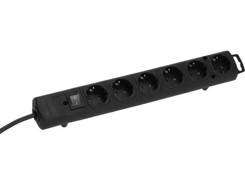 Stekkerdoos Brennenstuhl Comfort Plus 6vdig incl platte stekker 2m zw