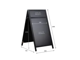 Europel Krijtstoepbord met Topbord 660 x 1280 mm DELUX Zwart - 8