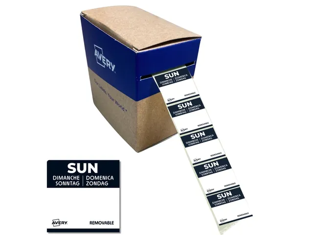 Etiket Avery HACCP zondag zwart 25x25mm 1000 stuks