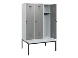 locker met bank,HxBxD 1950x1200x815mm,3vak,vak B 400mm,draaigrendel