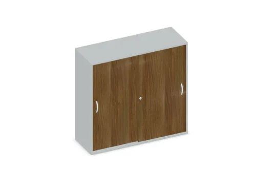 Schuifdeurkast 1150x1200x430mm Romp Lichtgrijs Decor Front Noten
