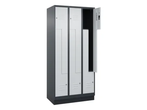 Z-garderobekast,HxBxD 1950x900x500mm,vak B 150/300mm,cil.-slot,sokkel