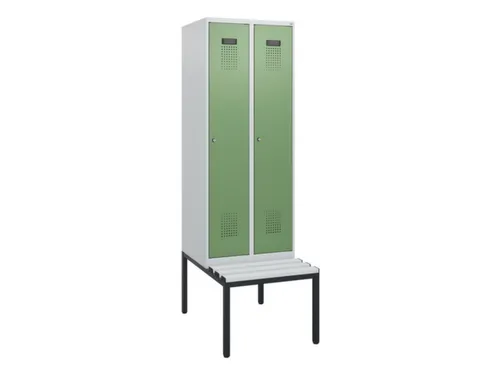 locker met bank,HxBxD 1950x600x815mm,2vak,vak B 300mm,cilinderslot
