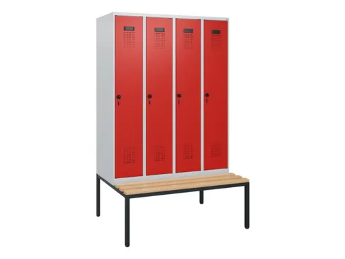 locker met bank,HxBxD 1950x1200x815mm,4vak,vak B 300mm,draaigrendel
