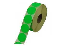 Stickers Etiket rond 35mm fluor groen, rol à 2000 stuks