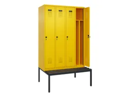 locker met bank,voor scheiding van kleding,HxBxD 2120x1200x815mm,4vak
