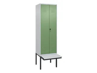 PBM-locker met bank,HxBxD 2120x600x815mm,2vak,vak B 300mm,draaigrendel - 1