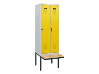 locker met bank,HxBxD 1950x600x815mm,2vak,vak B 300mm,draaigrendel - 1