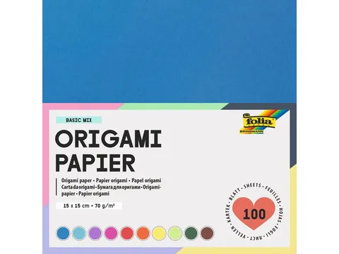 Origami papier Folia 70gr 15x15cm 100 vel assorti kleuren