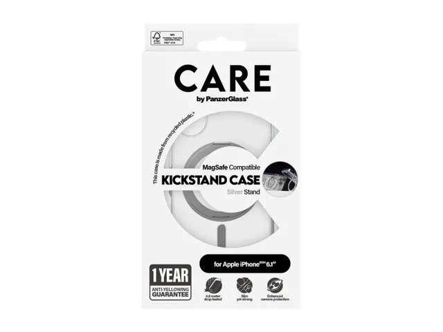 PanzerGlass CARE by Case Transparent w. Silver Kickstand & MagSa