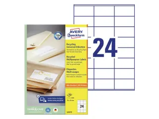 Etiket Avery Zweckform LR3475 70x36mm recycled Wit 2400 stuks - 1