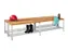 banc double LxP 2000x740mm barrettes en bois hêtre piètement RAL5010