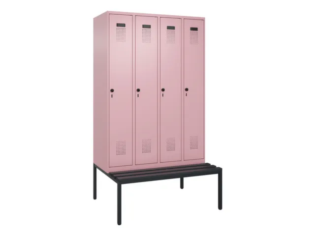 locker met bank,voor scheiding van kleding,HxBxD 2120x1200x815mm,4vak