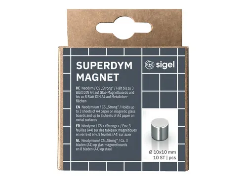 Magneten Sigel voor glasbord set 10stuks zilverkleurig C5 sterk rond 1
