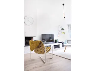 Wandklok Nextime dia. 53 x 3 cm, hout, wit, 'Wood Wood Big' - 6