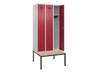 locker met bank,HxBxD 2120x900x815mm,3vak,vak B 300mm,cilinderslot - 1