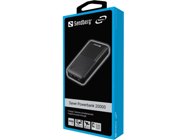 Sandberg Saver Powerbank 20000 USB-A en USB-C Zwart