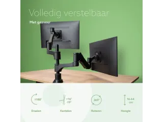 Dubbele Monitorarm R-Go-Tools Caparo 4 gasveer 2 beeldschermen Zwart - 5
