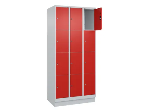 lockerkast,HxBxD 1950x900x500mm,3x4vakken,vak B 300mm,cil.-slot,sokkel