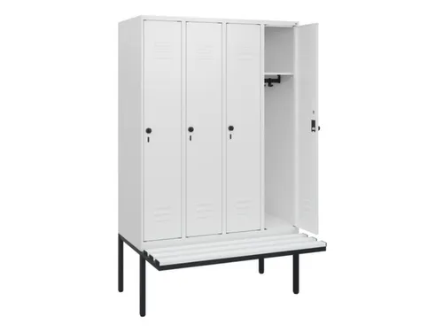 locker met bank,HxBxD 1950x1200x815mm,4vak,vak B 300mm,draaigrendel