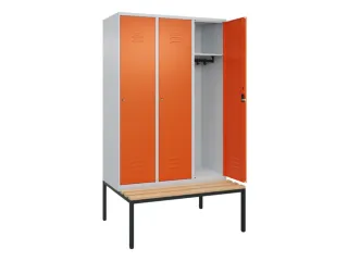 locker met bank,HxBxD 2120x1200x815mm,3vak,vak B 400mm,cil.-slot - 2