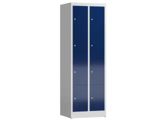 Lockerkast 1800x590x500mm 2x4 vakken cilinderslot, sokkel, RAL5010 - 1