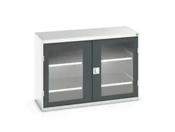 vitrinekast 900x1300x550mm 2xStalen bodem romp RAL7035 front RAL7016