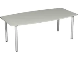 vergadertafel HxBxD 72x200x80cm vatvormig Lichtgrijs 4voeten Alu