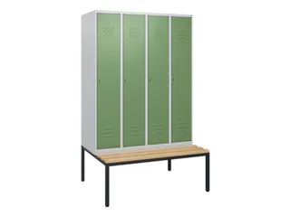 locker met bank,HxBxD 1950x1200x815mm,4vak,vak B 300mm,cil.-slot - 1