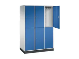 Dubbeldekse garderobekast,RAL 7035/RAL 5010,HxBxD 1950x1220x600mm