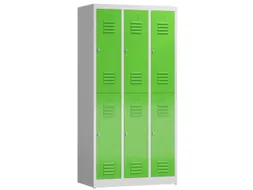 Dubbeldekse garderobekast 1800x870x500mm 3x2vak klink RAL7035 RAL6018