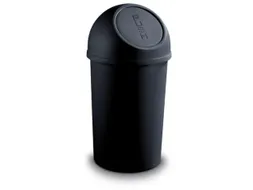 afvalbak,45l,HxØ 700x403mm,romp PP zwart,deksel PP zwart