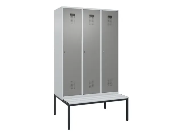 locker met bank,voor scheiding van kleding,HxBxD 2120x1200x815mm,3vak