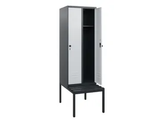 locker met bank,HxBxD 1950x600x815mm,2vak,vak B 300mm,draaigrendel - 2