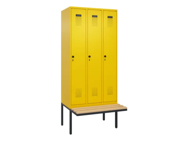locker met bank,voor scheiding van kleding,HxBxD 2120x900x815mm,3vak