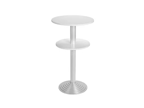 statafel,HxØ 1100x600mm,rond,schotelvoet aluminium-zilver