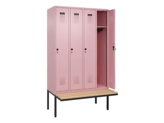 locker met bank,HxBxD 2120x1200x815mm,4vak,vak B 300mm,draaigrendel - 2