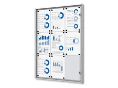Vitrinebord Quantore voor binnen 9x A4 zilver