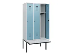 locker met bank,HxBxD 1950x900x815mm,3vak,vak B 300mm,cilinderslot