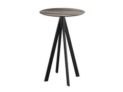 statafel,HxØ 1090x700mm,rond,4voeten zwart,blad HPL Tropical Wood