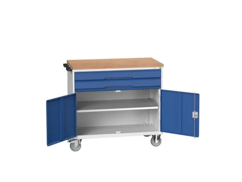 gereedschapswagen 980x1050x600mm multiplexblad 2 laden+Kast RAL5010