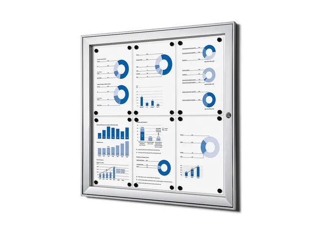 Vitrinebord Quantore voor binnen 4x A4 zilver